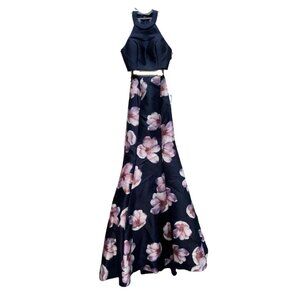 Alyce Paris Set: Mikado Crop Top with Floral Skirt
